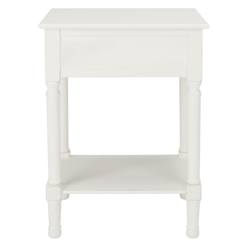 Halton Distressed White Wood Accent Table with Textured Drawer