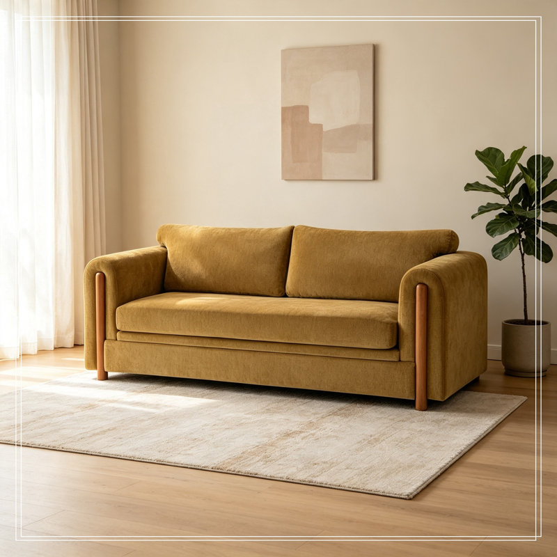 Brucker rembourré avec coussin moelleux et pieds robustes, Yellow