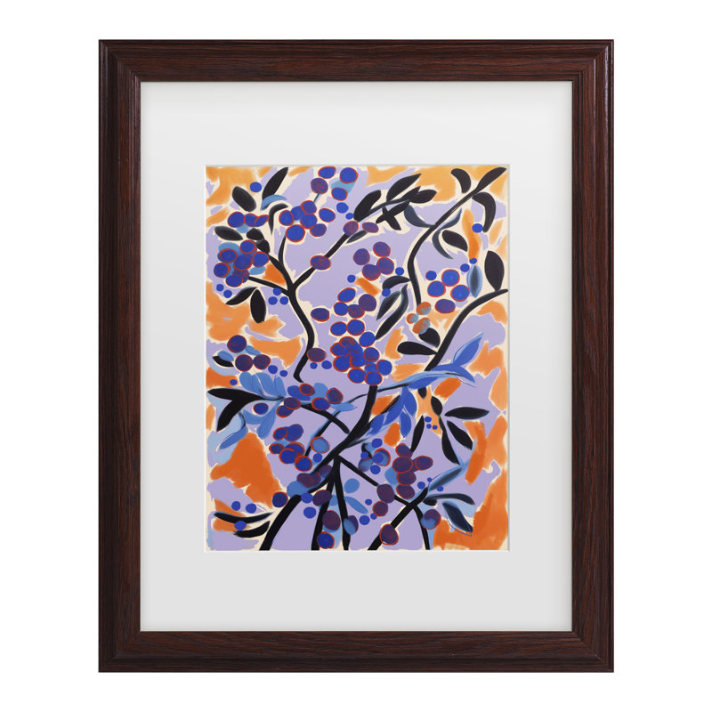 Treechild   Blueberries Matted Framed Art, 18.75'' H x 22.75'' W, Walnut Framed