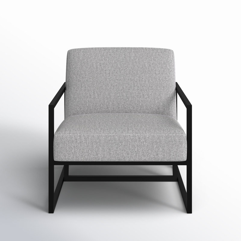 Solange 28.25" W Polyester Armchair, Gray Polyester Blend, Black