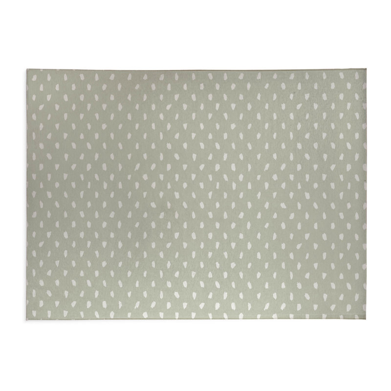 Splat Point Charcoal Kids Play Mat, Rectangle 4' x 6', Light Green