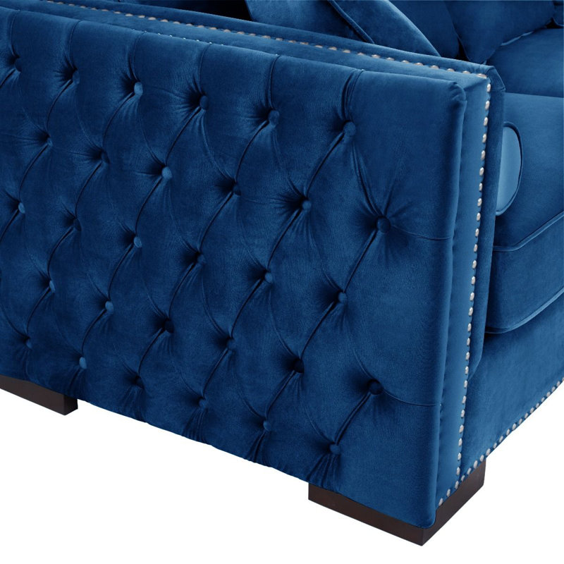 Angelina 4 Seater Velvet Corner Sofa , Blue
