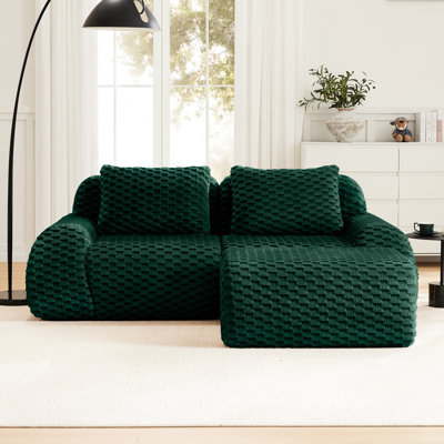 Canapé modulaire en tissu de flanelle de 82 po à 2 places pour le salon, désossé, mobile, à boucle, sans assemblage, avec espace de confort, siège, siège profond, design, ergonomique