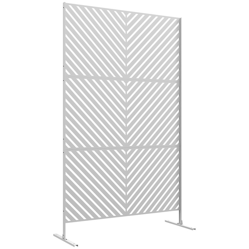 Écran d'intimité en métal avec séparateur d'extérieur à vis d'expansion, blanc