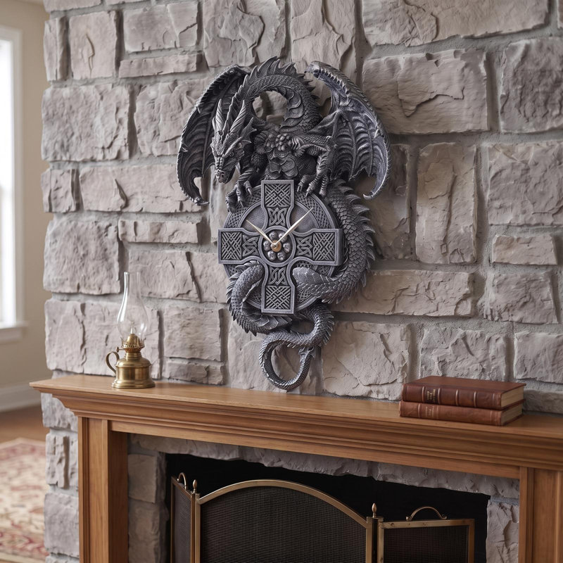 Horloge murale celtiquey sculpturale dragon