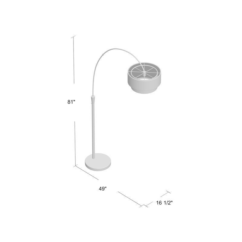 Lampe sur pied arquée 81 po Dina, Laiton antique, blanc