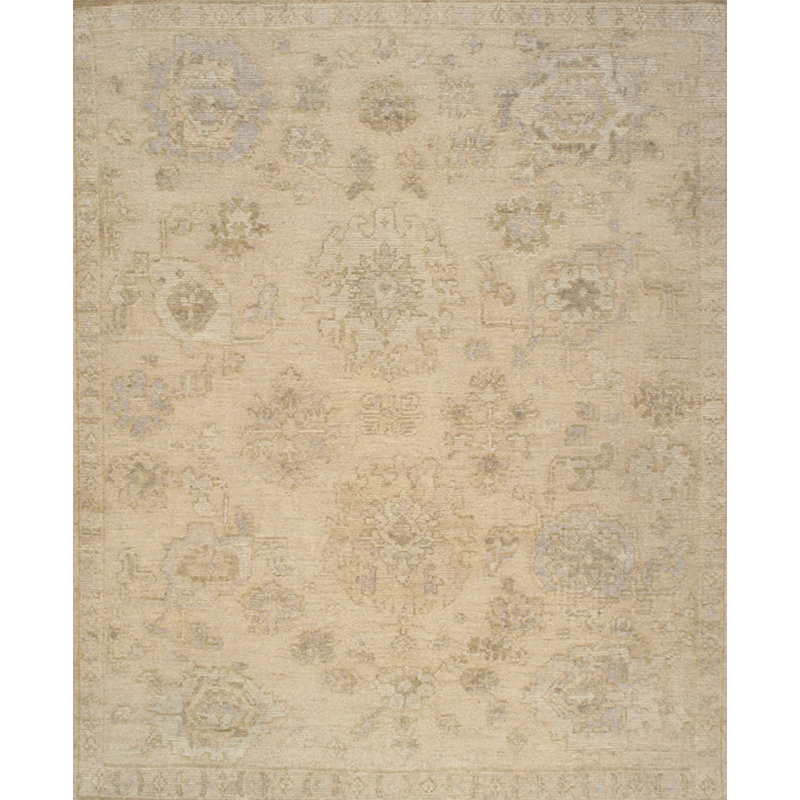 Tapis crème en laine Oushak, Rectangle 9 pi 11 po x 12 pi 2 po
