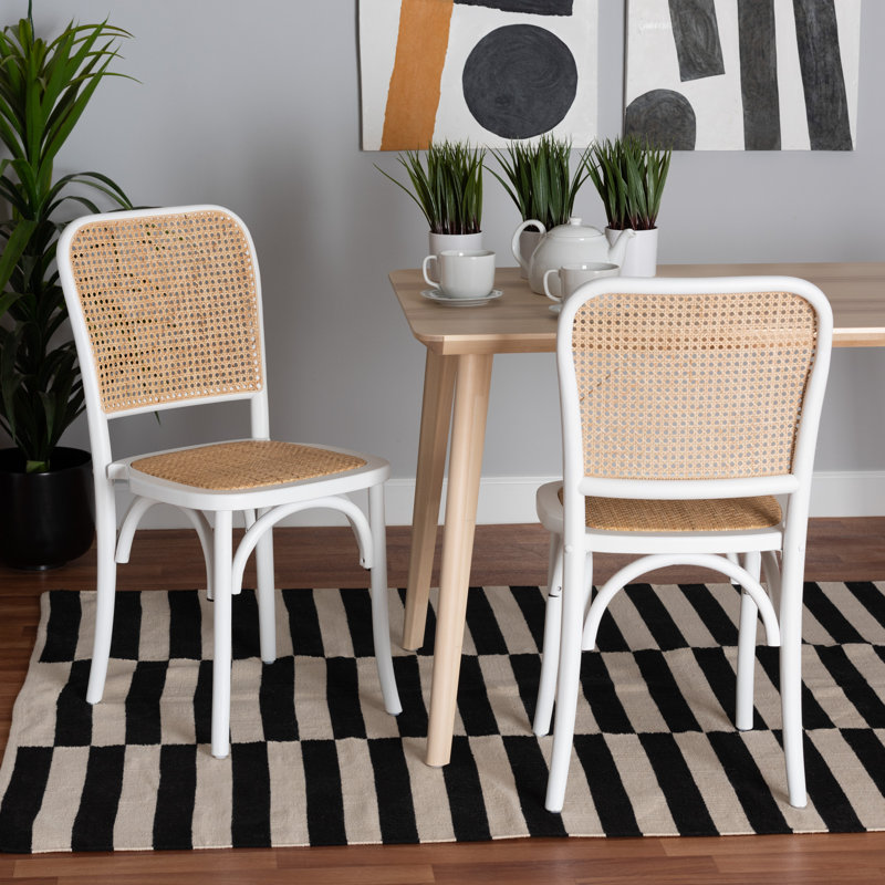 Chaise d'appoint en bois massif blanc / brun