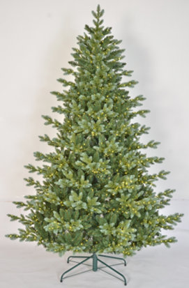 Sapin de Noël artificiel vert pré-éclairé avec lumière chaude et réaliste, 7.5