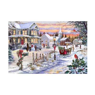Wrapped Canvas Wall Art - The Macneil Studio 'Bringing Home The Tree' Wall Art for Living Room, Bedroom, or Office Décor - 30X47