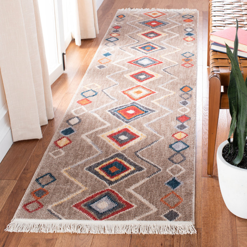 Tapis beige / orange Roisin Southwestern, Tapis de couloir 2 pi 2 po x 7 pi