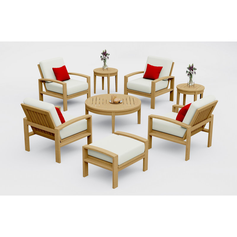 Ensemble de chaises longues en bois de teck 8 pièces Teakstation