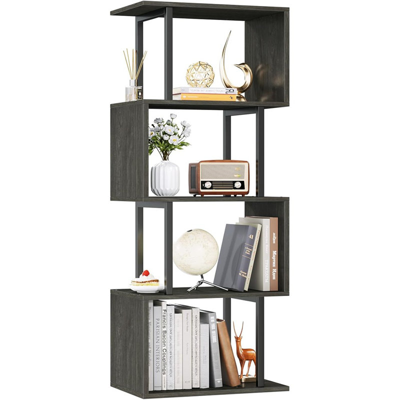 Bibliothèque à 5 niveaux, Noir, (4 tablettes) H 6 po x l 17 po x P 13 po