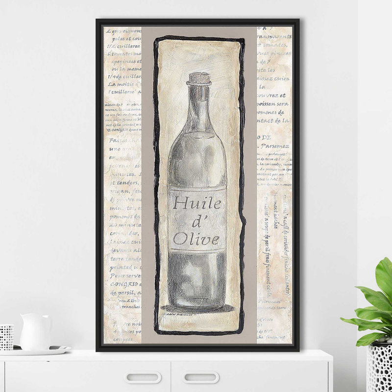 Huile d'olive - peinture, Cadre flottant noir, H 33,5 po x l 21,5 po x P 2 po