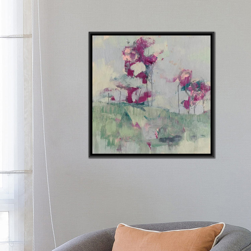 « fuchsia treeline ii », impression sur toile, H 18 po x l 18 po x P 1,5 po, Toile avec cadre noir, Pas de tapis