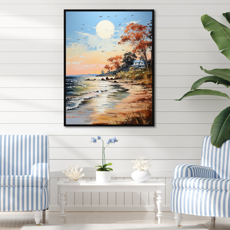 «Coastalbeach Beach Bliss Pointillism III» - Impression sur toile nautique et plage, H 40 po x l 30 po x P 1,5 po