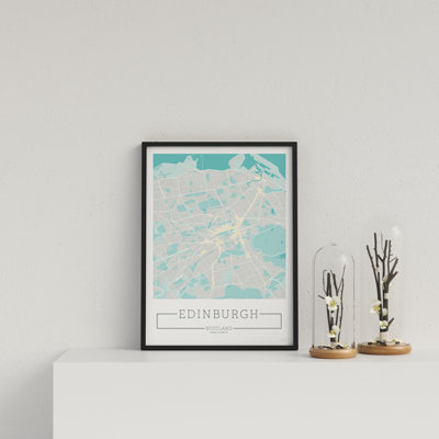 City Location Ordnance Map Blue Edinburgh by Vouvart - Single Picture Frame Print