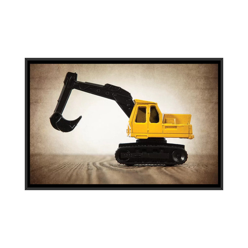 Excavator - Print on Canvas, 101.6 cm H x 66.04 cm W, Black Framed