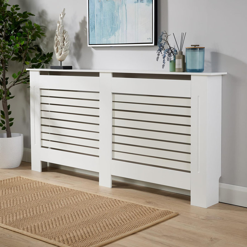 Mathusan Radiator Cover, 81.5cm H x 172cm W x 19cm D, Whte