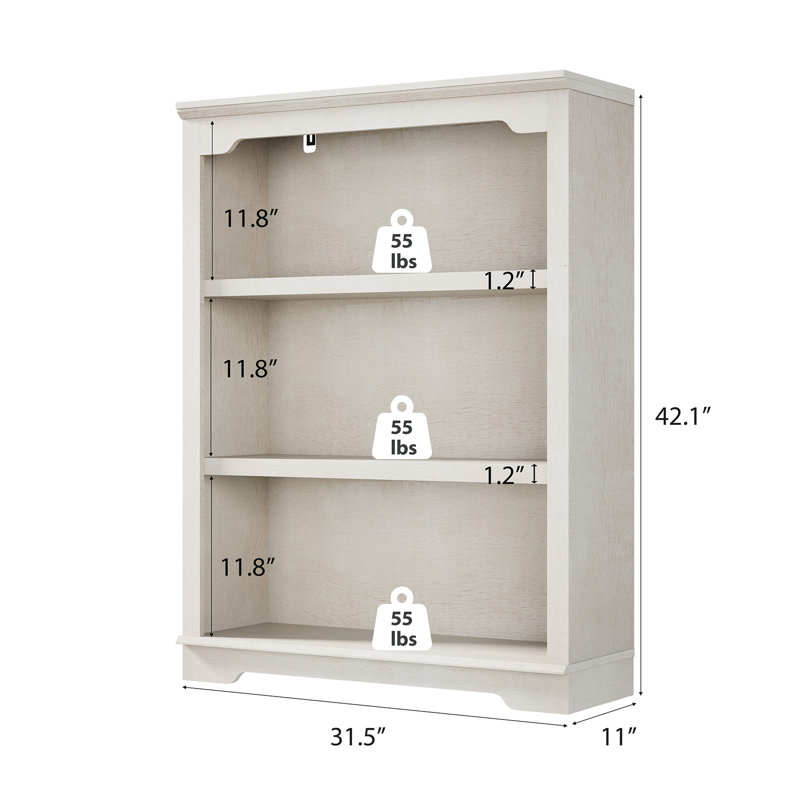 Bibliothèque standard H 42,1 "x l 31,5" avec tablette à 3 niveaux, ensemble de 2, White
