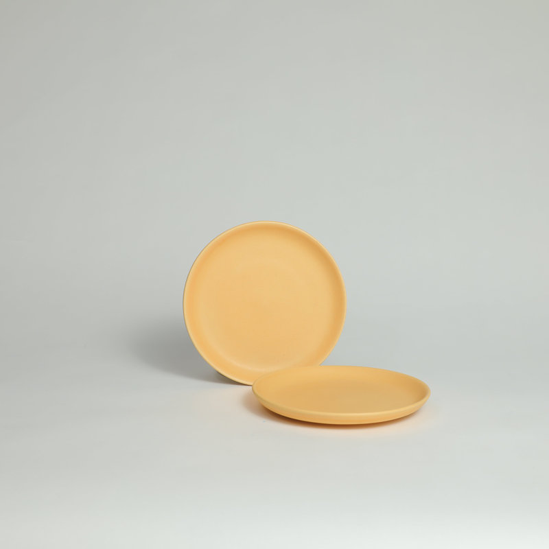 Assiette plate en grès (ensemble de 2) - petit, Orange