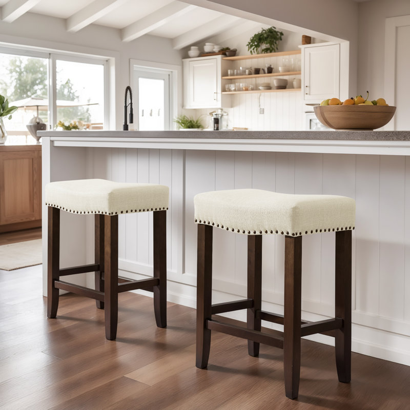 Tabouret de bar moderne avec siège en bois Jaeshon, Blanc, Tabouret de bar (siège d'une hauteur de 29,75 po), 2
