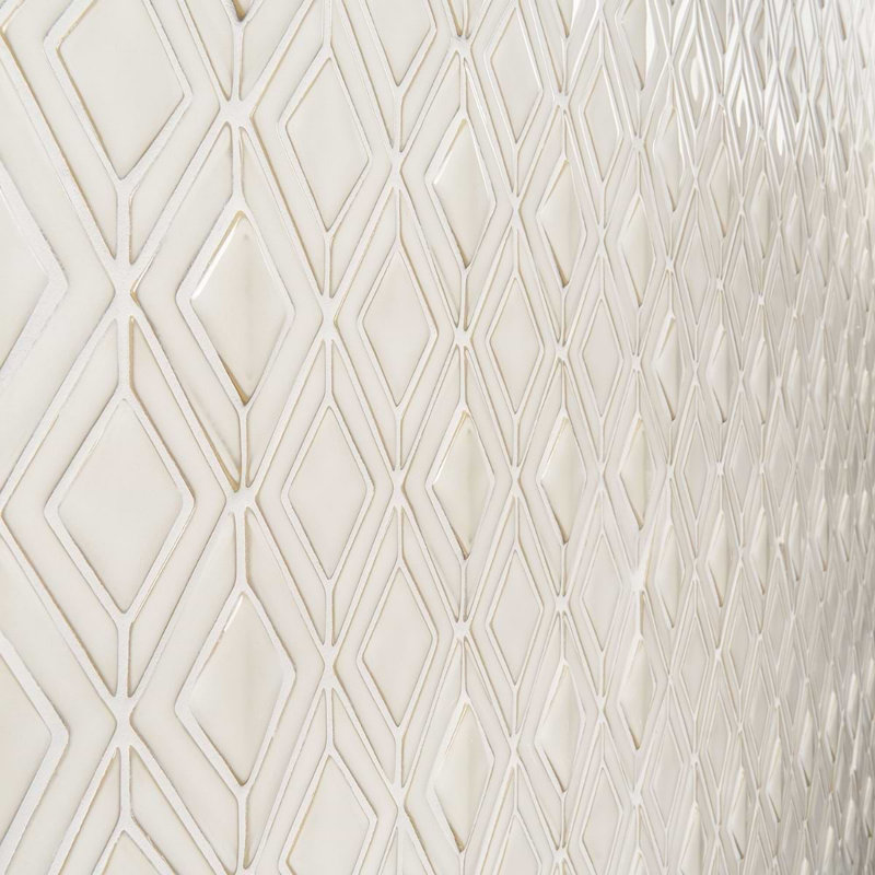 Nabi Jewel 3D Glossy Glass Mosaic Tile, Natural White