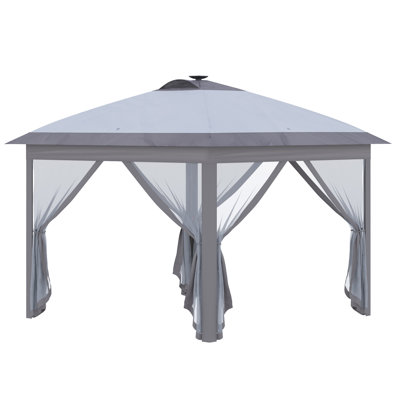 Pavillon Faltpavillon mit LED Solar Lichterkette USB 3,3 x 3,3 m Gartenpavillon