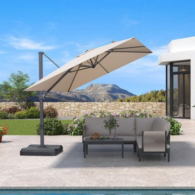 9' × 9' Patio Cantilever Umbrella Outdoor Square Adjustable Offset Umbrellas with 360-degree Rotation