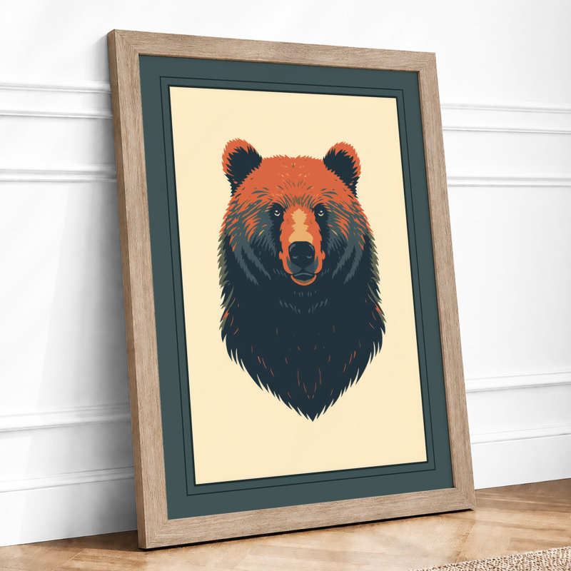 Bear Portrait Modern - Framed Print, A1 - 84.1 x 59.4 cm, Oak