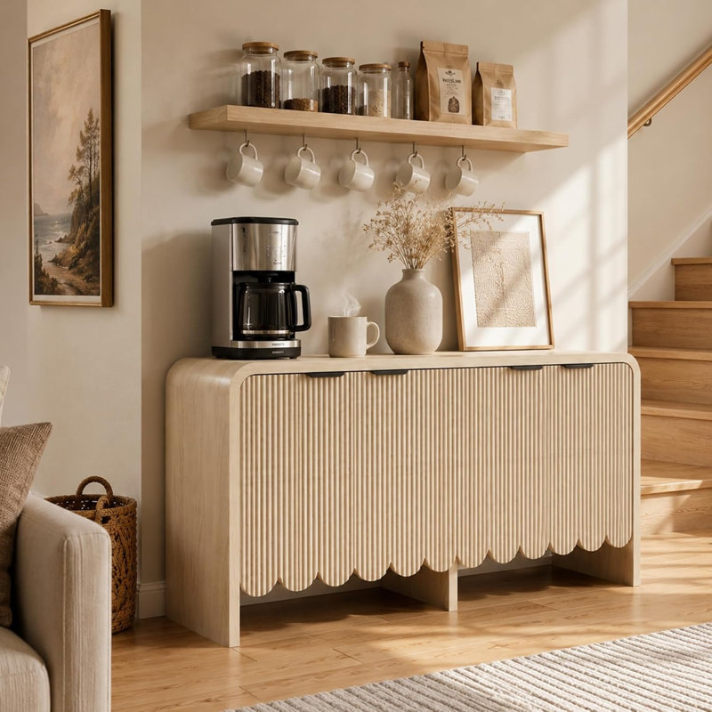 Buffet à cannelures Modern Wave, Beige