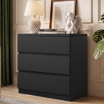 3 Drawer Dresser for Bedroom, Modern Chest of Drawers, Black