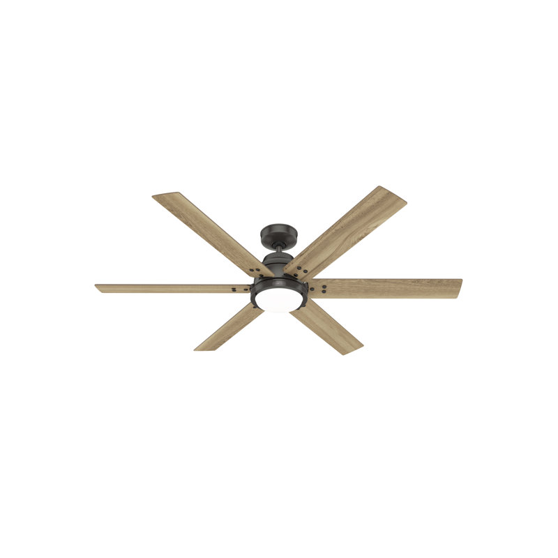 Gravity 6 - Blade Ceiling Fan with LED Light Kit and Handheld Remote and Wifi Smart Fan, Golden Maple, 60"