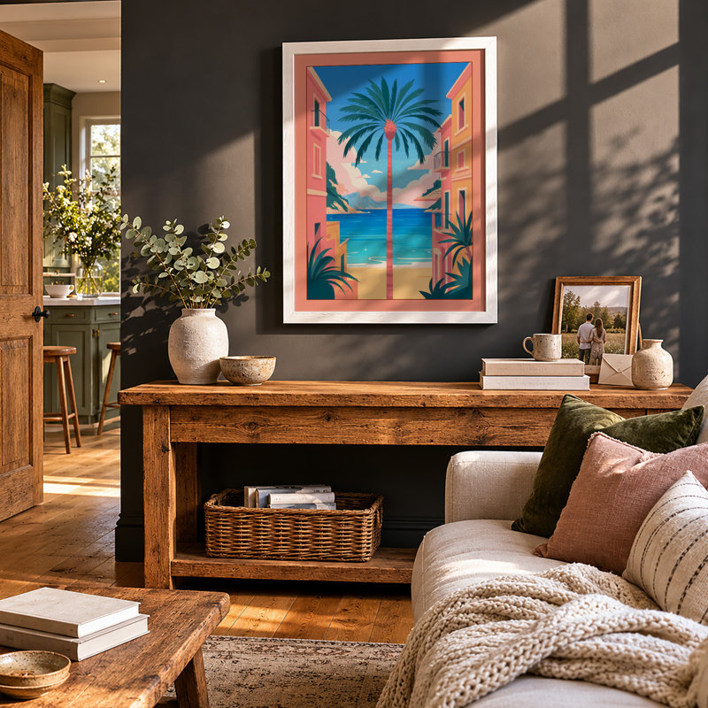 Tropical Passage Coastal - Framed Print, A4 - 29.7 x 21.0 cm, White