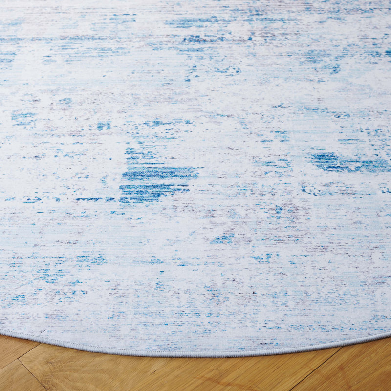 Seandre Abstract Machine Washable Area Rug, Rond 6 pi