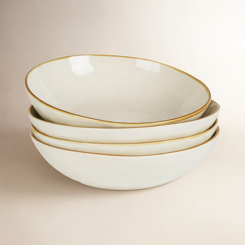Leny 8.5'' Stoneware Large Pasta Bowl, Vanilla White