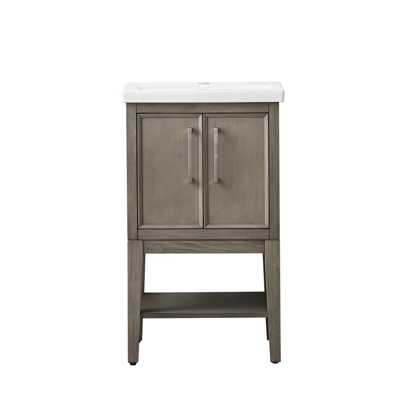 Meuble-lavabo simple 20 po avec plateau en céramique Cheriton, Chêne brossé héritage