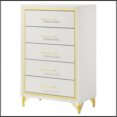 Commode blanche 5 tiroirs Chesney