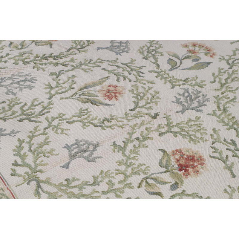 Hand-Knotted High-Quality Ivory and Ivory Area Rug