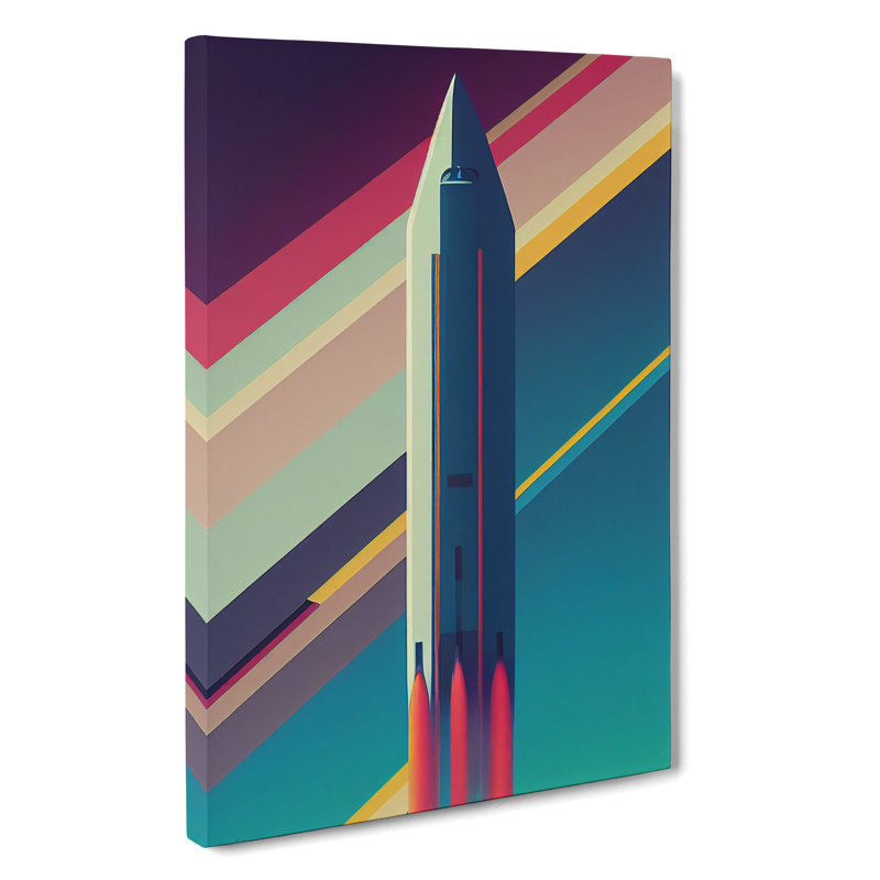 Spaceship Rocket Stripes - Wrapped Canvas, 50cm H x 35cm W x 3cm D
