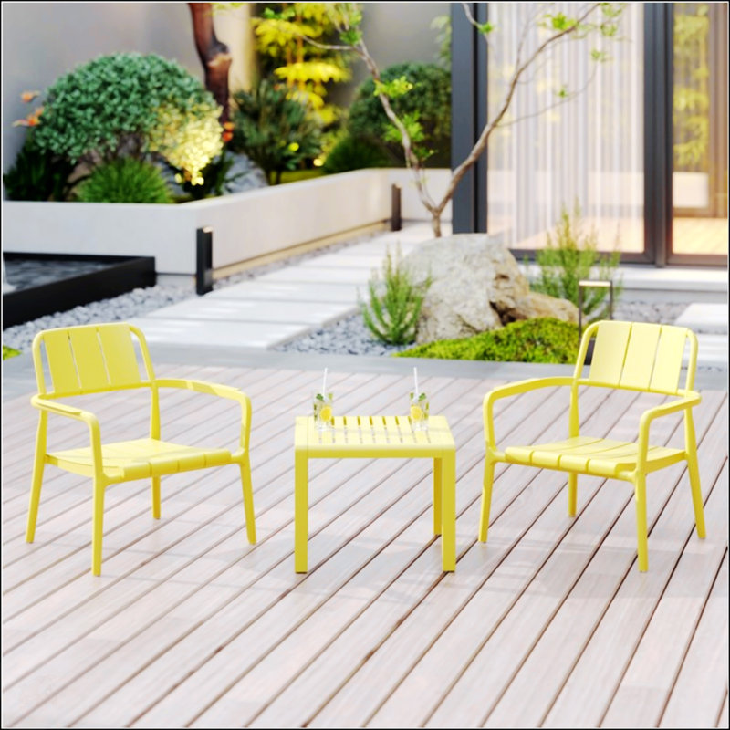 Ensemble de chaises à une place et de table basse en PP 2 pièces Summer pour une utilisation intérieure / extérieure, installation facile, meubles durables