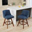 Ensemble de 2 tabourets de bar pivotants à hauteur de comptoir, siège de 26 po de hauteur, ensemble de tabourets de bar rembourrés, tissu bleu-1492623199