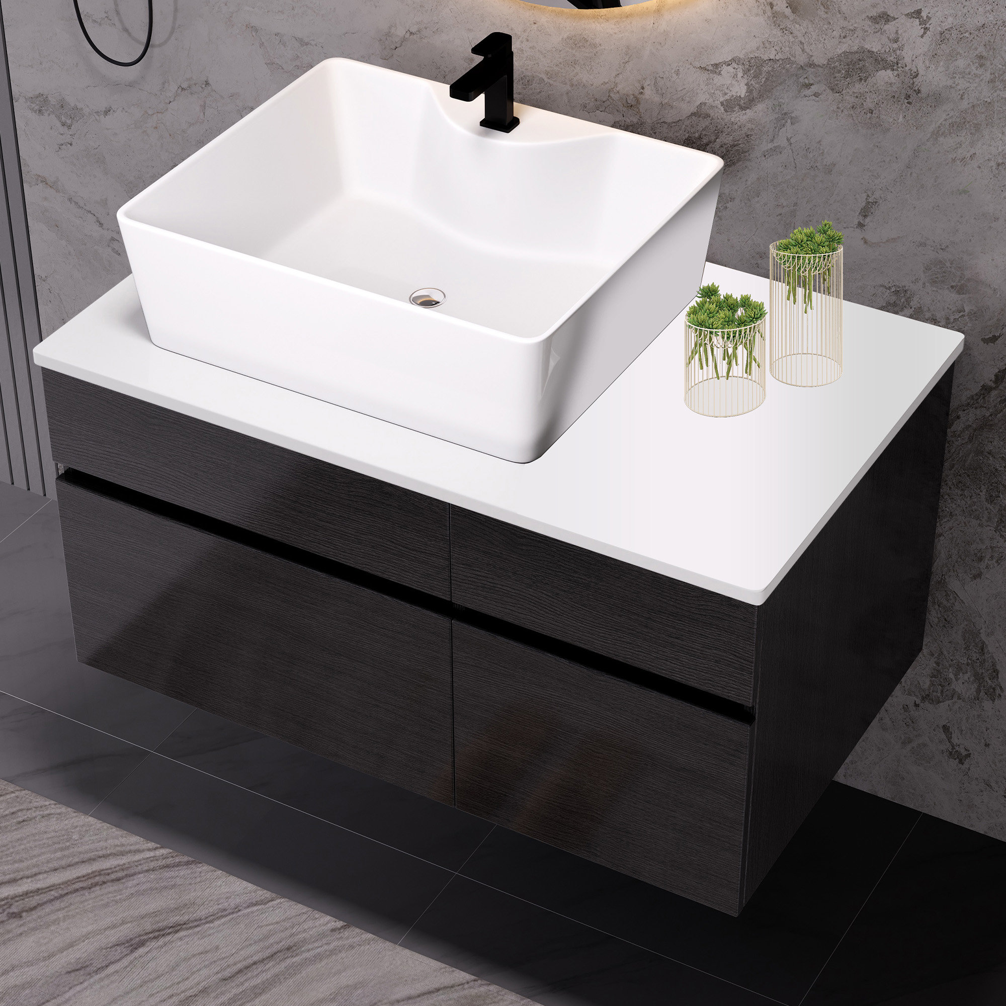 Mercer41 Isenbert 31.5'' Single Bathroom Vanity with Engineered Stone Top | Wayfair