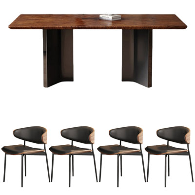Solid wood dining table rectangular black walnut