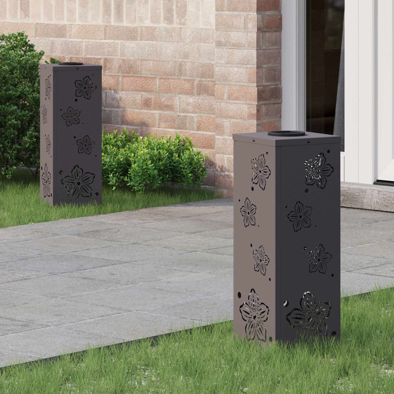 Solar Powered Steel Pathway Light, 50cm H x 18cm W x 18cm D, Black