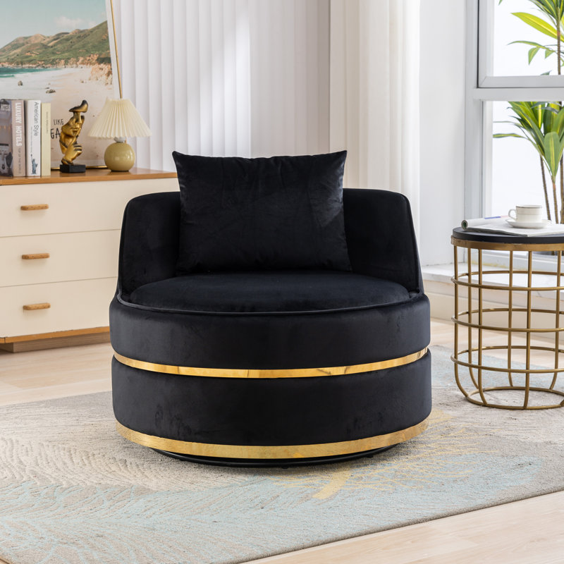 Fauteuil d'appoint pivotant à 360 degrés, Noir
