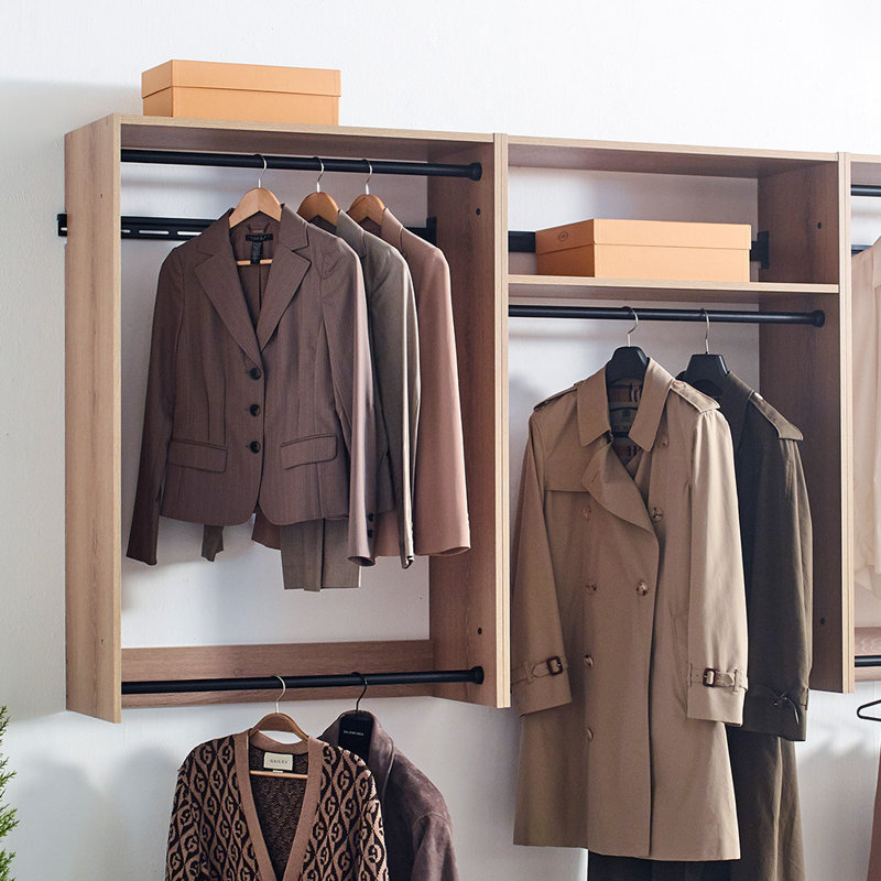 Rookwood Wall Mounted Wood Closet System, Brown