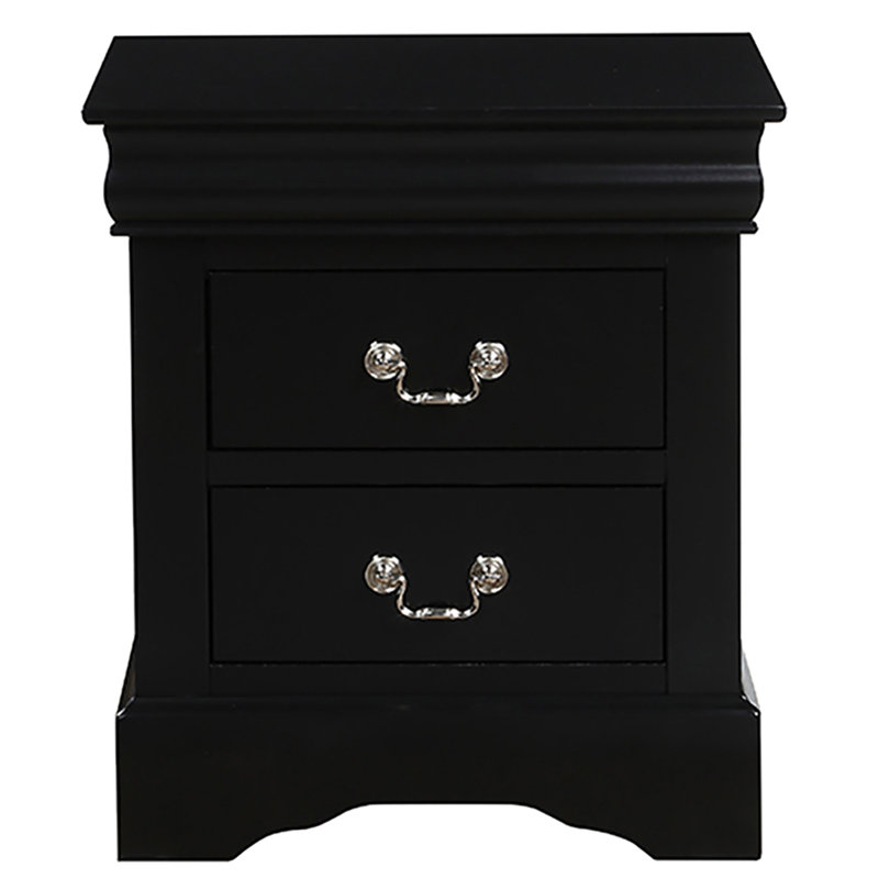Black 2-Drawer Nightstand