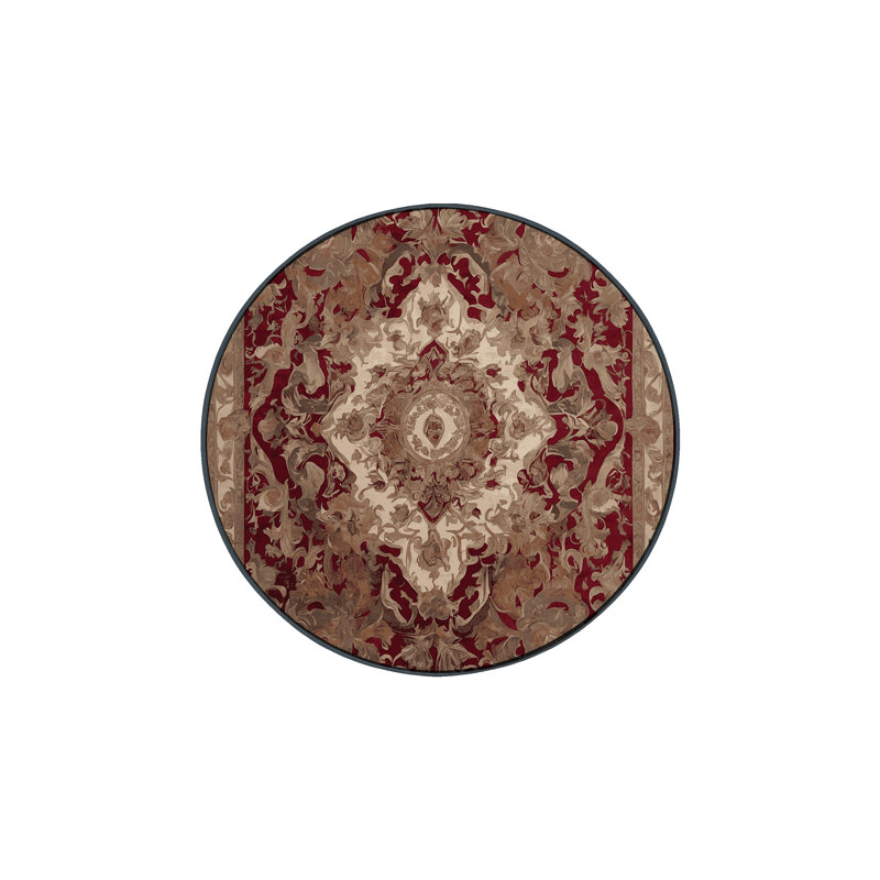 Machine Washable Brown Area Rug, Round 6'