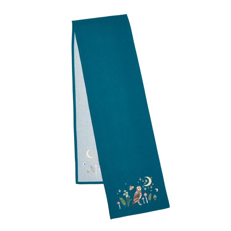 Enchanted Twilight Animals Cotton Dining Table Runner, Green